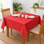 Premium Cotton Table Cloth 40x40 Inches | Red & White Checkered Square Dining Table Cover for 2 Seater | Machine Washable Kitchen Table Cloth | CRAZYWEAVES
