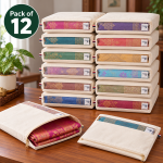 Cotton Saree Cover for Wardrobe Storage with Zip & Transparent Window – Pack of 12 | Crazyweaves