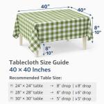 Premium Cotton Table Cloth 40x40 Inches | Mint Green & White Gingham Checks Square Dining Table Cover for 2 Seater | Durable, Machine Washable | CRAZYWEAVES