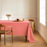 Pink & Orange Striped Cotton Table Cloth 48x62 Inch | 4 Seater Dining Table Cloth | Soft & Washable | CRAZYWEAVES