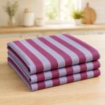Premium Cotton Table Cloth 40x40 Inches | Pink & Lavender Striped Square Dining Table Cover for 2 Seater | Washable & Durable | CRAZYWEAVES