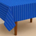 Premium Royal Blue & White Striped Cotton Table Cloth 40x40 Inches | Square Dining Table Cover for 2 Seater | Soft, Durable & Washable | CRAZYWEAVES