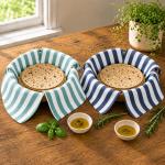 100% Cotton Roti Cover Pack of 2 | Green & Blue Striped Reusable Chapati Cover Cloth | CRAZYWEAVES