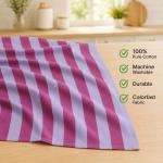 Premium Cotton Table Cloth 40x40 Inches | Pink & Lavender Striped Square Dining Table Cover for 2 Seater | Washable & Durable | CRAZYWEAVES
