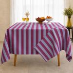 Premium Cotton Table Cloth 40x40 Inches | Pink & Lavender Striped Square Dining Table Cover for 2 Seater | Washable & Durable | CRAZYWEAVES