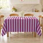 Premium Cotton Table Cloth 40x40 Inches | Pink & Lavender Striped Square Dining Table Cover for 2 Seater | Washable & Durable | CRAZYWEAVES