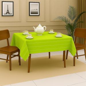 Premium Lime Green Striped Cotton Table Cloth 40x40 Inches | Square Dining Table Cover for 2 Seater | Soft, Durable & Washable | CRAZYWEAVES