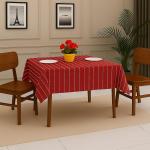 Premium Maroon & White Striped Cotton Table Cloth 40x40 Inches | Square Dining Table Cover for 2 Seater | Soft, Durable & Washable | CRAZYWEAVES