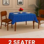 Premium Royal Blue & White Striped Cotton Table Cloth 40x40 Inches | Square Dining Table Cover for 2 Seater | Soft, Durable & Washable | CRAZYWEAVES
