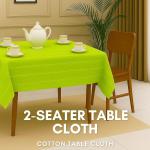 Premium Lime Green Striped Cotton Table Cloth 40x40 Inches | Square Dining Table Cover for 2 Seater | Soft, Durable & Washable | CRAZYWEAVES