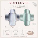 100% Cotton Roti Cover Pack of 2 | Green & Blue Striped Reusable Chapati Cover Cloth | CRAZYWEAVES