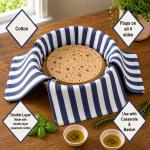 Cotton Roti Cover Pack of 2 | Blue & Brown Striped Chapati Cover | CRAZYWEAVES