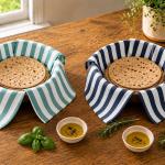 100% Cotton Roti Cover Pack of 2 | Green & Blue Striped Reusable Chapati Cover Cloth | CRAZYWEAVES