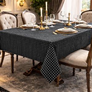 100% Pure Cotton Table Cloth 40x40 Inch | Black & White Checkered 2-Seater Dining Table Cover | Soft, Durable & Machine Washable | CRAZYWEAVES