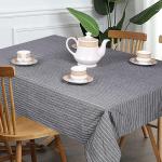 Premium Cotton Table Cloth | Grey & White Striped Rectangular Dining Table Cover | Soft, Durable & Washable | CRAZYWEAVES