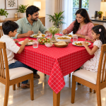 Premium Cotton Table Cloth 40x40 Inches | Red & White Checkered Square Dining Table Cover for 2 Seater | Machine Washable Kitchen Table Cloth | CRAZYWEAVES