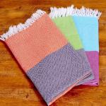 CRAZYWEAVES Premium Diamond Pink and Yellow Cotton Bath Towel