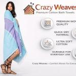CRAZYWEAVES Premium Diamond Weave Cotton  Pink,Orange,Grey Bath Towel