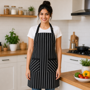 Crazyweaves 100% Cotton Attractive Black Stripe Apron