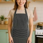Crazyweaves 100% Cotton Attractive Black Small Stripe Apron