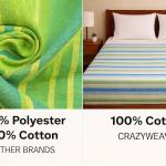 Crazy Weaves Cotton BedSheet for Single Bed 60 X 90 inch Soft Cotton Flat Sheet Blue Checks