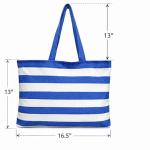 CRAZYWEAVES Blue & White Striped Cotton Tote Bag for Women | Reusable Shopping Bag | Large Carry Bag for Shopping, Travel & Daily Use