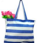 CRAZYWEAVES Blue & White Striped Cotton Tote Bag for Women | Reusable Shopping Bag | Large Carry Bag for Shopping, Travel & Daily Use