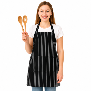Crazyweaves 100% Cotton Attractive Black Small Stripe Apron