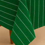 Green & White Striped Cotton Table Cloth 40x40 Inch | Washable 2 Seater Dining Table Cover | CRAZYWEAVES