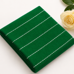 Green & White Striped Cotton Table Cloth 40x40 Inch | Washable 2 Seater Dining Table Cover | CRAZYWEAVES