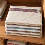 CRAZYWEAVES Cotton Saree Covers Pack of 6 | Zip Closure & Transparent Mesh Window | 16 x 14 Inches