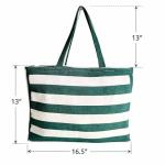 CRAZYWEAVES Green & White Striped Cotton Tote Bag for Women Reusable Shopping Bag Large Carry Bag for Travel and Daily Use
