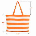 Orange & White Striped Cotton Tote Bag for Women Reusable Shopping Bag Large Carry Bag for Travel Beach Shopping and Daily Use
