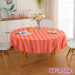 60 Inch Round Tablecloth – Pink & Orange Striped Dining Table Cover, Washable & Reusable Table Cloth for Kitchen, Dining Room, Parties & Home Decor – CRAZYWEAVES