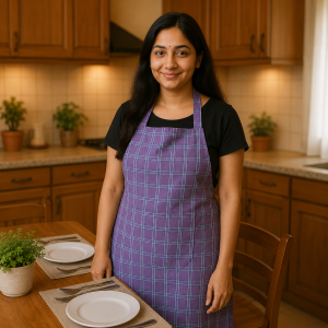 Crazyweaves 100% Cotton Royal Lavender Check Apron