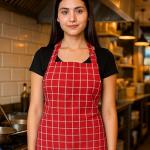 Crazyweaves 100% Cotton Attractive Red Big Check Apron