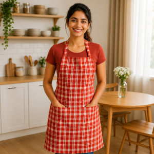 Crazyweaves 100% Cotton Red Check Apron