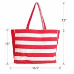 Red & White Striped Cotton Tote Bag for Women Reusable Shopping Bag Large Carry Bag for Travel and Daily Use