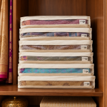CRAZYWEAVES Cotton Saree Covers Pack of 6 | Zip Closure & Transparent Mesh Window | 16 x 14 Inches